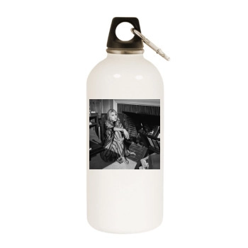 Jane Fonda White Water Bottle With Carabiner