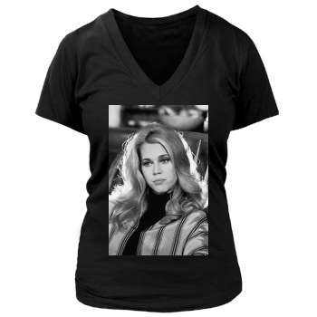 Jane Fonda Women's Deep V-Neck TShirt