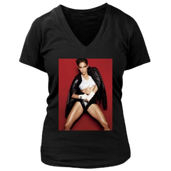 Jennifer Lopez Women's Deep V-Neck TShirt