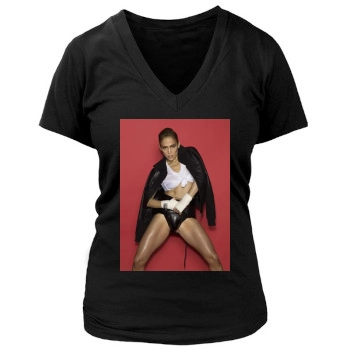 Jennifer Lopez Women's Deep V-Neck TShirt