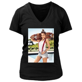 Jessica Alba Women's Deep V-Neck TShirt