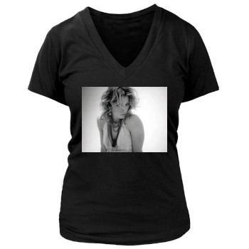 Jessica Biel Women's Deep V-Neck TShirt