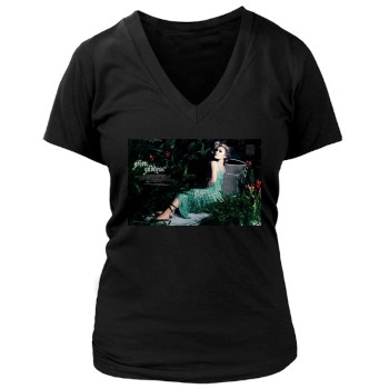 Julia Stiles Women's Deep V-Neck TShirt