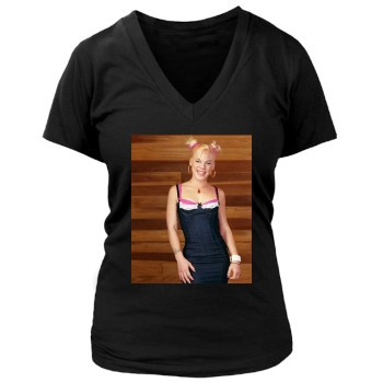 Pink Women's Deep V-Neck TShirt