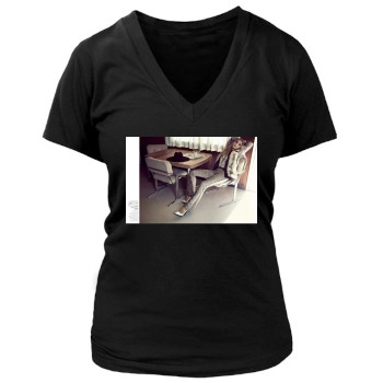 Rosie Huntington-Whiteley Women's Deep V-Neck TShirt