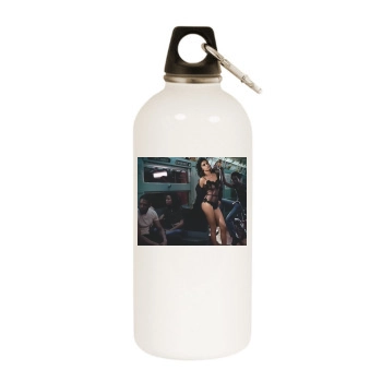 Adriana Lima White Water Bottle With Carabiner