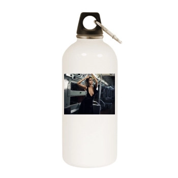 Adriana Lima White Water Bottle With Carabiner