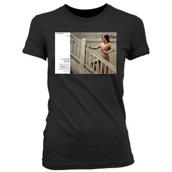 Zoe Saldana Women's Junior Cut Crewneck T-Shirt