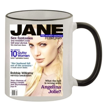 Angelina Jolie 11oz Colored Rim & Handle Mug