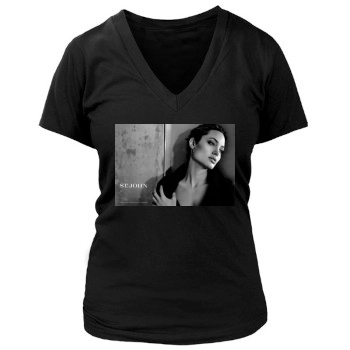 Angelina Jolie Women's Deep V-Neck TShirt