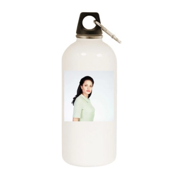 Angelina Jolie White Water Bottle With Carabiner