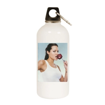 Angelina Jolie White Water Bottle With Carabiner