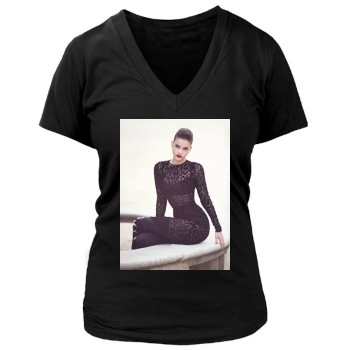 Barbara Palvin Women's Deep V-Neck TShirt