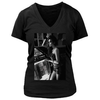 Barbara Palvin Women's Deep V-Neck TShirt