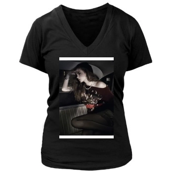 Barbara Palvin Women's Deep V-Neck TShirt