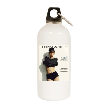 Barbara Palvin White Water Bottle With Carabiner