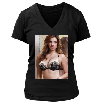 Barbara Palvin Women's Deep V-Neck TShirt