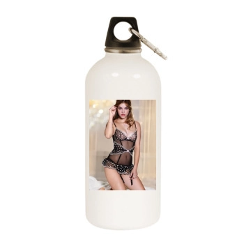 Barbara Palvin White Water Bottle With Carabiner