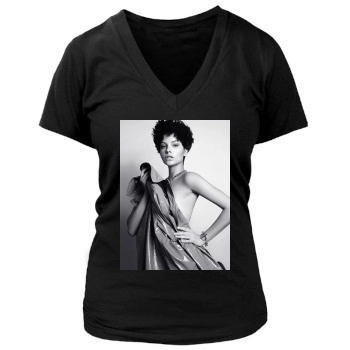 Barbara Palvin Women's Deep V-Neck TShirt