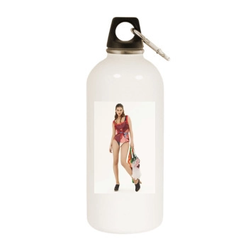 Barbara Palvin White Water Bottle With Carabiner