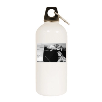 Brigitte Bardot White Water Bottle With Carabiner