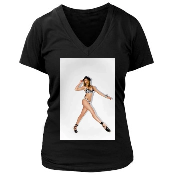 Candice Swanepoel Women's Deep V-Neck TShirt