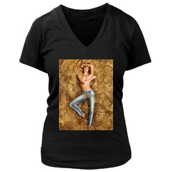 Candice Swanepoel Women's Deep V-Neck TShirt