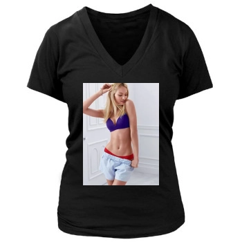 Candice Swanepoel Women's Deep V-Neck TShirt