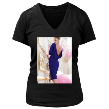 Candice Swanepoel Women's Deep V-Neck TShirt