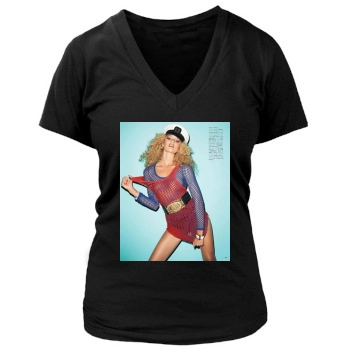 Candice Swanepoel Women's Deep V-Neck TShirt