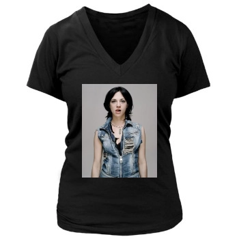 Asia Argento Women's Deep V-Neck TShirt