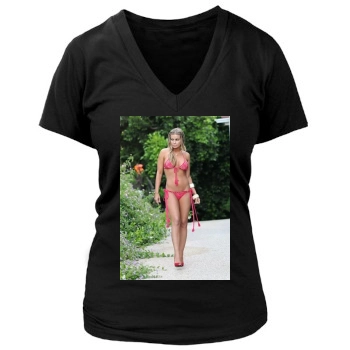 Carmen Electra Women's Deep V-Neck TShirt