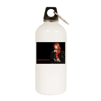 Carmen Electra White Water Bottle With Carabiner