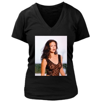 Catherine Zeta-Jones Women's Deep V-Neck TShirt