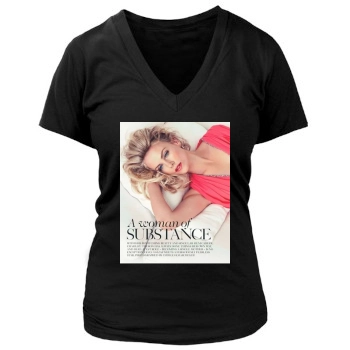 Charlize Theron Women's Deep V-Neck TShirt