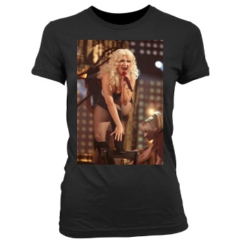 Christina Aguilera Women's Junior Cut Crewneck T-Shirt