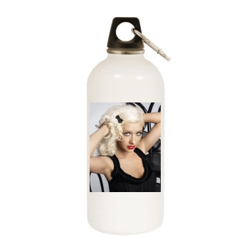 Christina Aguilera White Water Bottle With Carabiner