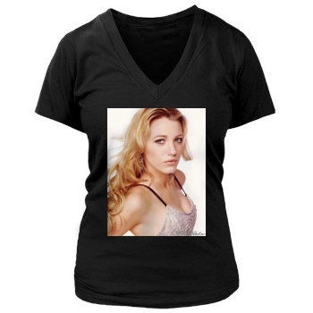 Blake Lively Women's Deep V-Neck TShirt