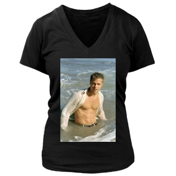 Brad Pitt Women's Deep V-Neck TShirt