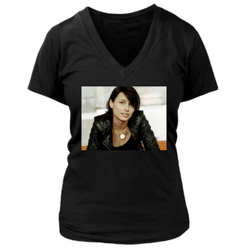 Bridget Moynahan Women's Deep V-Neck TShirt