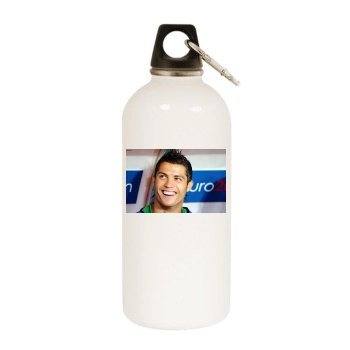 Cristiano Ronaldo White Water Bottle With Carabiner