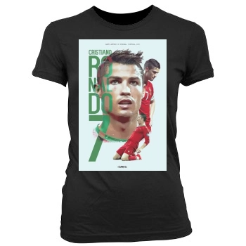 Cristiano Ronaldo Women's Junior Cut Crewneck T-Shirt