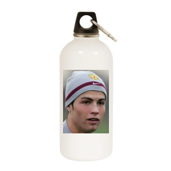 Cristiano Ronaldo White Water Bottle With Carabiner