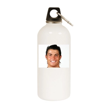 Cristiano Ronaldo White Water Bottle With Carabiner