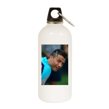 Cristiano Ronaldo White Water Bottle With Carabiner