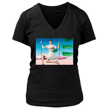 Barbara Palvin Women's Deep V-Neck TShirt