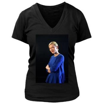 Cate Blanchett Women's Deep V-Neck TShirt