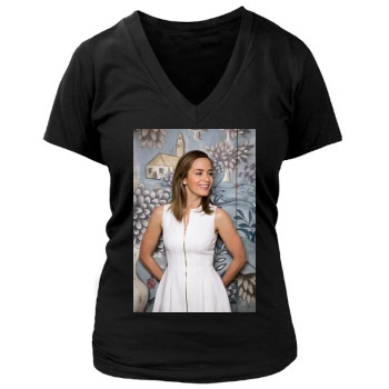 Emily Blunt Women's Deep V-Neck TShirt