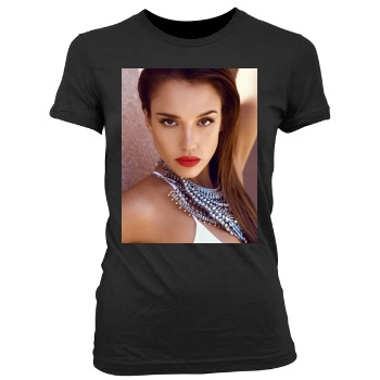 Jessica Alba Women's Junior Cut Crewneck T-Shirt