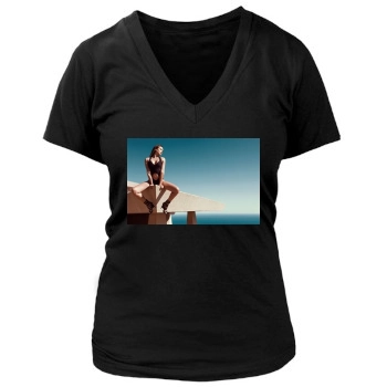 Jessica Alba Women's Deep V-Neck TShirt